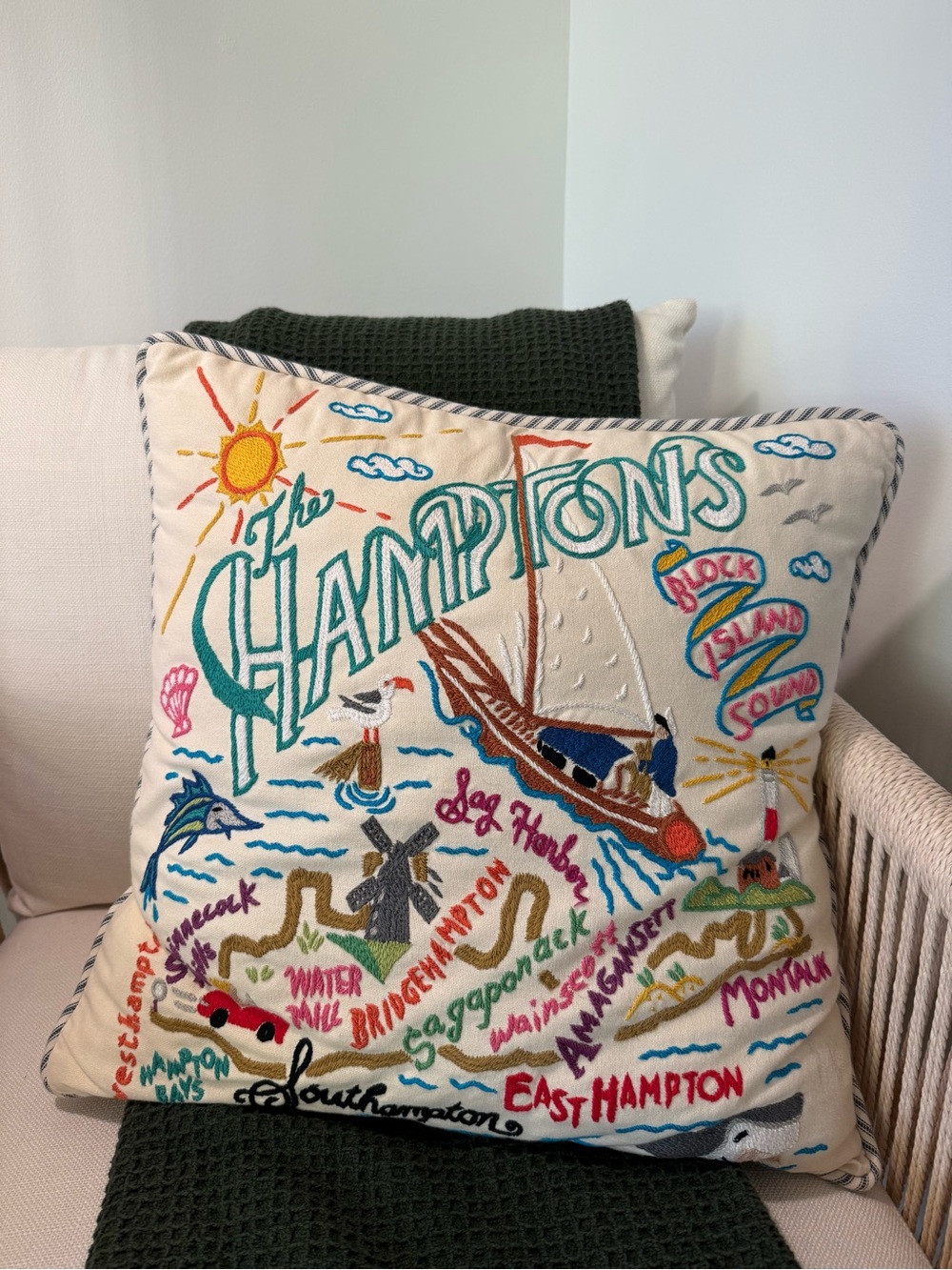 Catstudio Embroidered Hamptons 20 x 20” Pillow